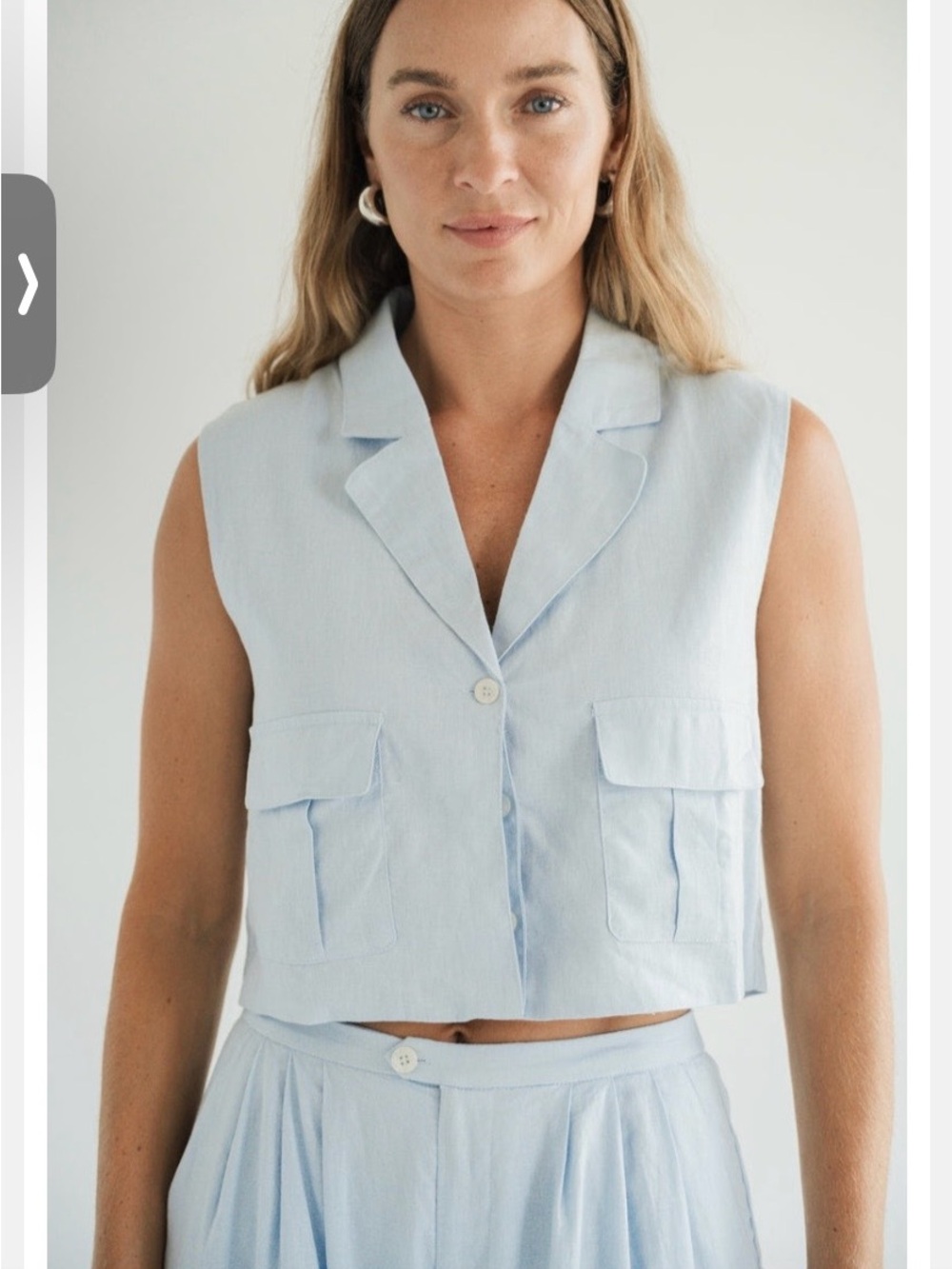 Carly Jean Los Angeles Revi Blue Linen Vest